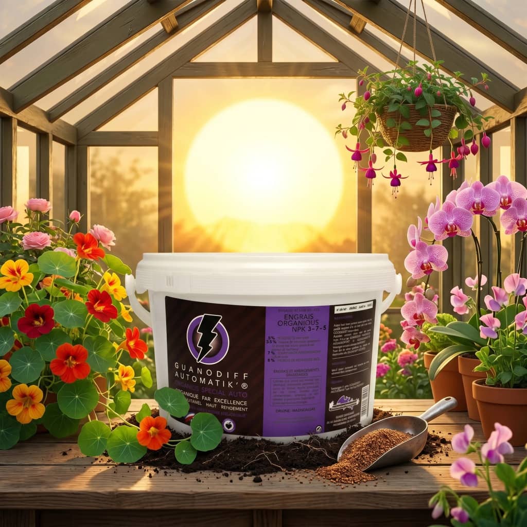 Guanodiff Automatik, engrais organique NPK 3-7-5 au guano de chauve-souris, vue face